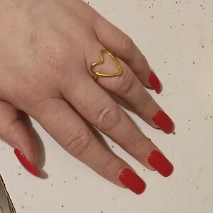 Open Heart shape 18k Gold Plated Ring (Sz-8)